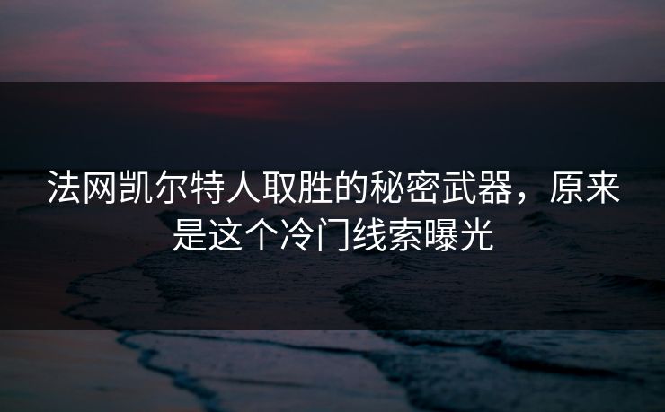 法网凯尔特人取胜的秘密武器，原来是这个冷门线索曝光