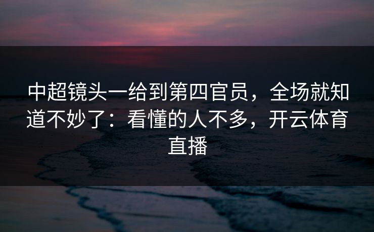 中超镜头一给到第四官员，全场就知道不妙了：看懂的人不多，开云体育直播